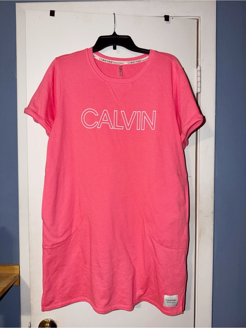 Calvin Klein Pink Logo Tee Dress XL NWOT
